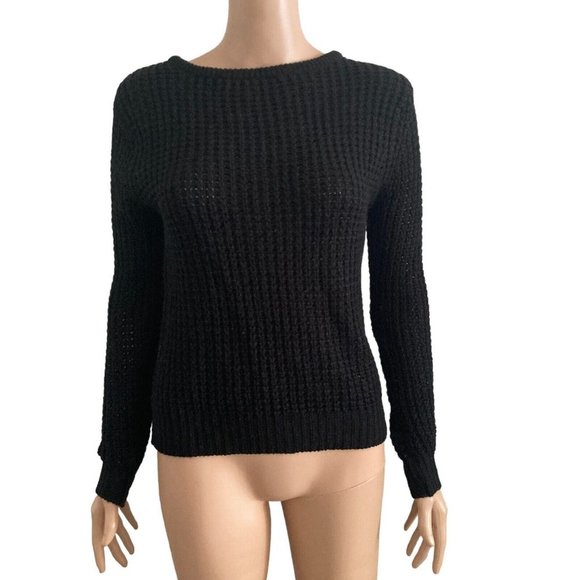 Ambiance Apparel Sweater Womens Small Black Criss Cross Back - Picture 10 of 10